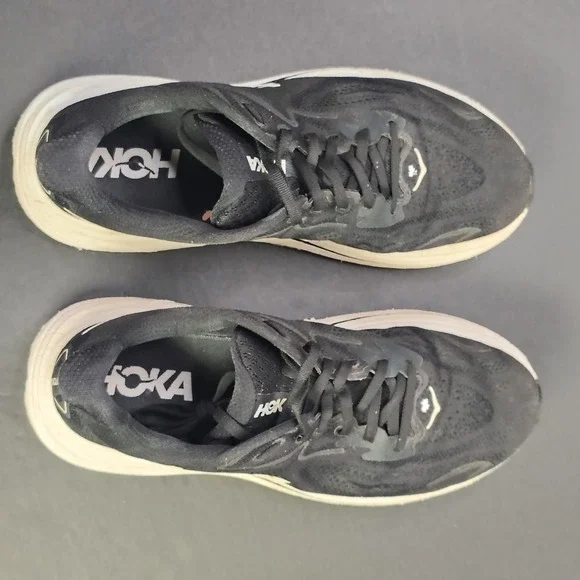 Hoka Men Clifton 10 Size 10.5 Black White Mesh Running Shoes 1162030 BWHT - Picture 10 of 12